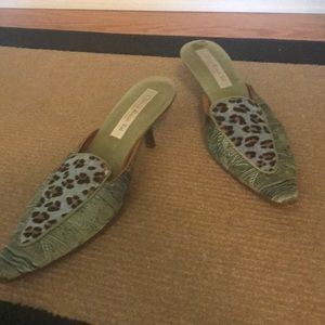 Olivia rose Tai shoes silk fabric in green